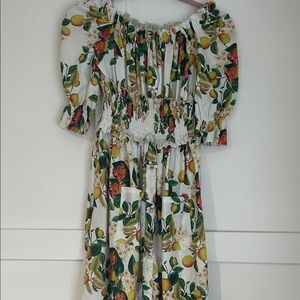 Borgo De Nor White and Green Floral Midi Dress